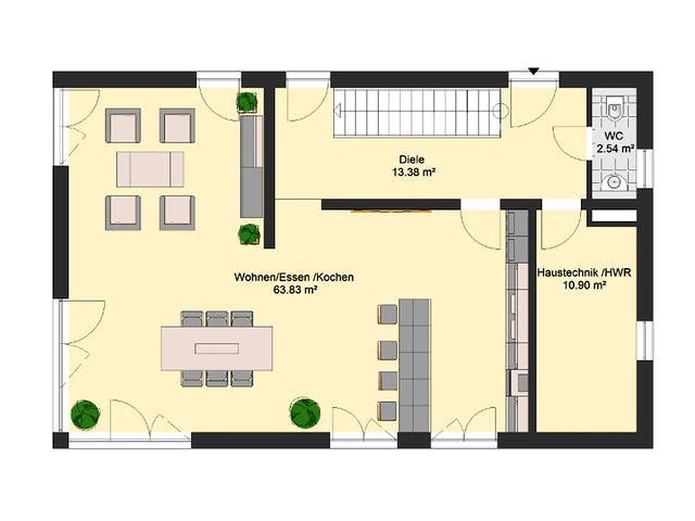 Massivhaus Bauhaus 115 von invivo haus Schlüsselfertig ab 558000€, Cubushaus Grundriss 1