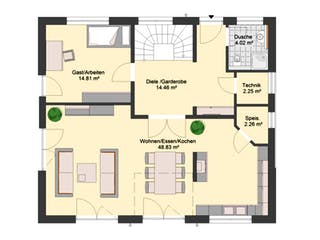 Massivhaus Klassik 110 von invivo haus Schlüsselfertig ab 460457€, Satteldach-Klassiker Grundriss 1