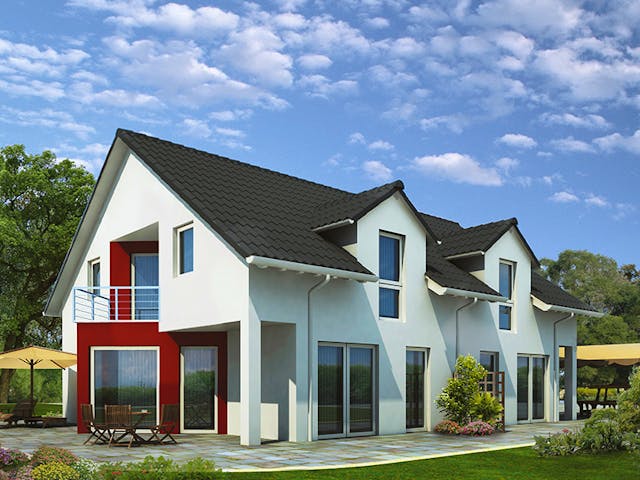 Massivhaus Klassik 75 von invivo haus Schlüsselfertig ab 399090€, Satteldach-Klassiker Außenansicht 1 Massivhaus Klassik 75 von invivo haus Schlüsselfertig ab 399090€, Satteldach-Klassiker Außenansicht 1