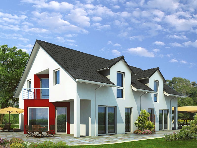 Massivhaus Klassik 75 von invivo haus Schlüsselfertig ab 362000€, Satteldach-Klassiker Außenansicht 1