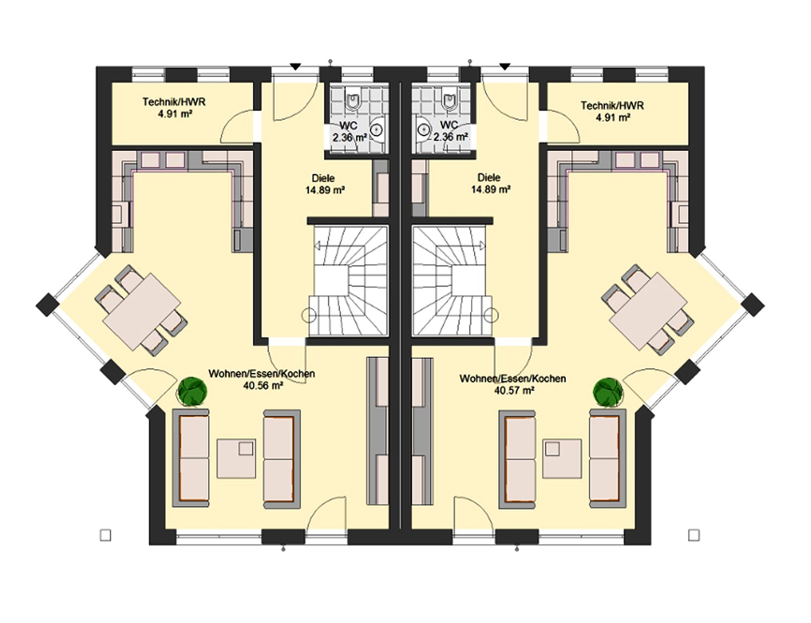 Massivhaus Klassik 75 von invivo haus Schlüsselfertig ab 362000€, Satteldach-Klassiker Grundriss 1