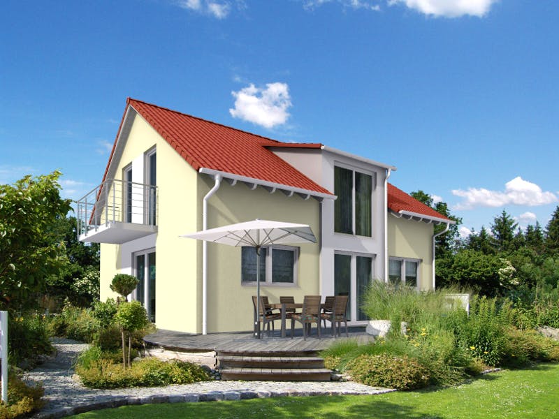 Massivhaus Klassik 80 von invivo haus Schlüsselfertig ab 359000€, Satteldach-Klassiker Außenansicht 1