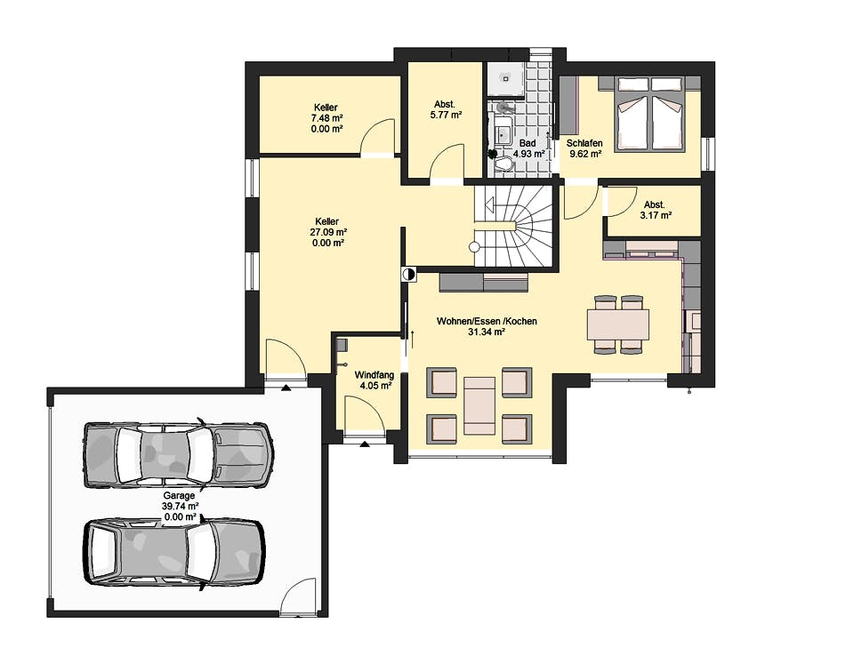 Massivhaus Avantgarde 162 von invivo haus Schlüsselfertig ab 816000€, Satteldach-Klassiker Grundriss 1