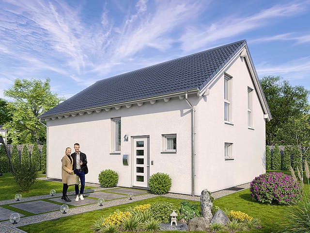 Massivhaus EFH Klassik 93 von invivo haus Schlüsselfertig ab 426955€, Satteldach-Klassiker Außenansicht 1