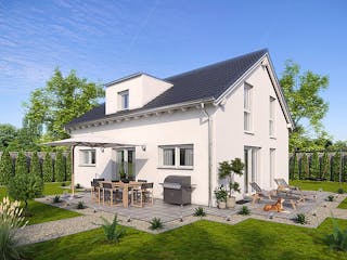 Massivhaus EFH Klassik 93 von invivo haus Schlüsselfertig ab 426955€, Satteldach-Klassiker Außenansicht 2