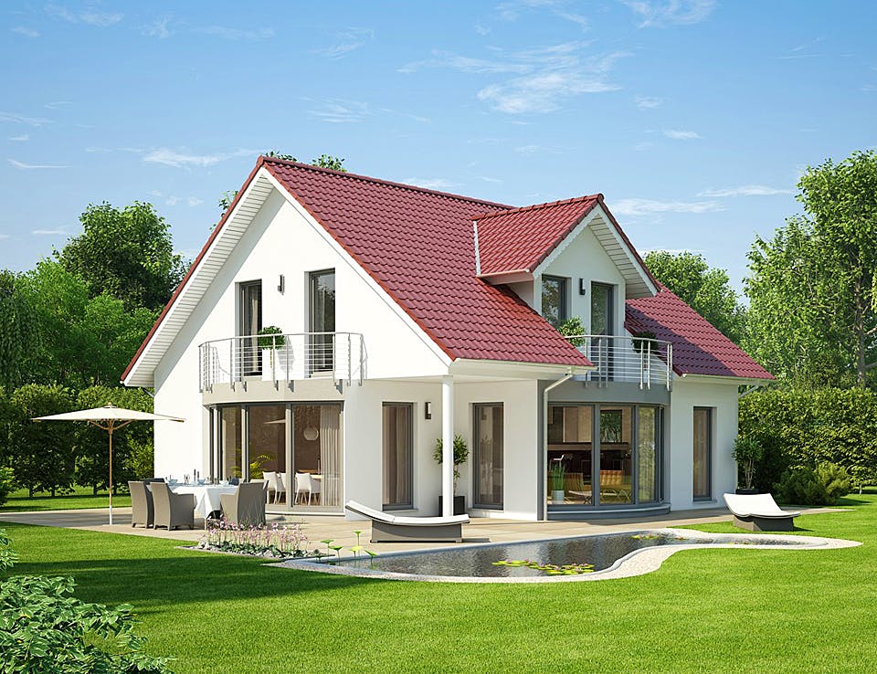 Massivhaus Klassik 101 von invivo haus Schlüsselfertig ab 457000€, Satteldach-Klassiker Außenansicht 1