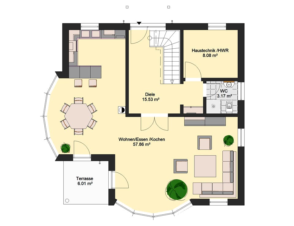 Massivhaus Klassik 101 von invivo haus Schlüsselfertig ab 457000€, Satteldach-Klassiker Grundriss 1