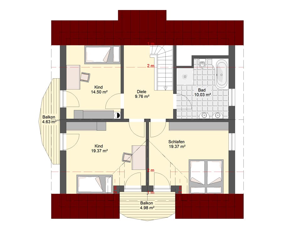 Massivhaus Klassik 101 von invivo haus Schlüsselfertig ab 457000€, Satteldach-Klassiker Grundriss 2