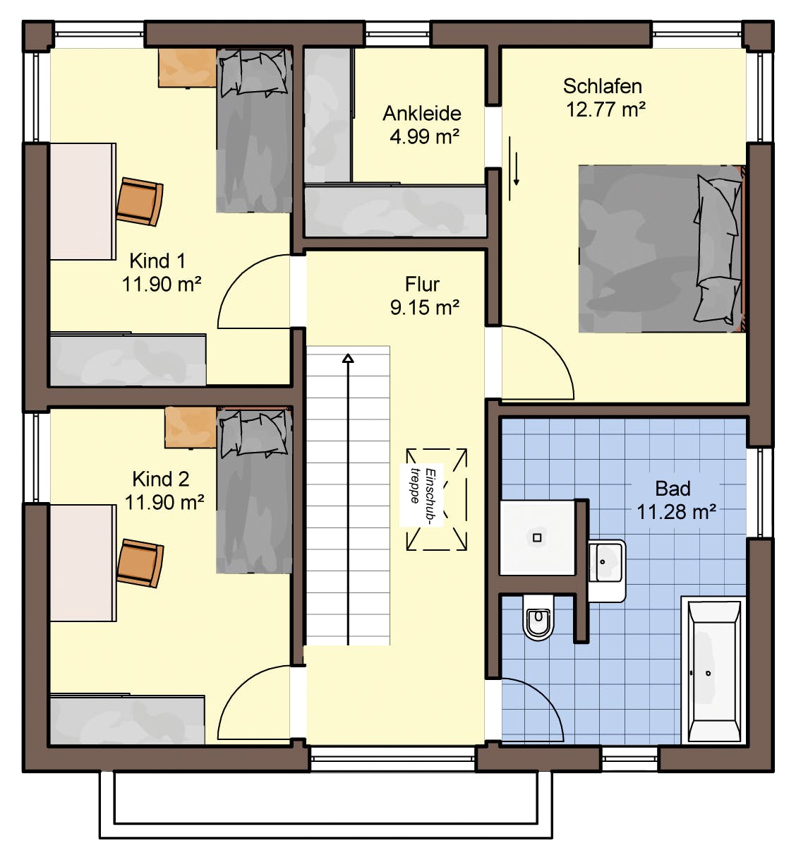 Fertighaus Jakomo von Büdenbender Hausbau Schlüsselfertig ab 313125€, Pultdachhaus Grundriss 2