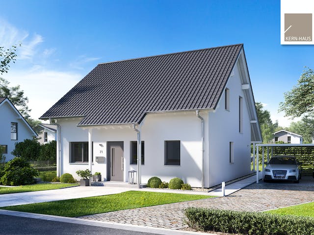 Massivhaus Familienhaus Jano von Kern-Haus Schlüsselfertig ab 404900€, Satteldach-Klassiker Außenansicht 1