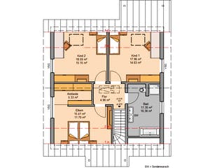 Massivhaus Familienhaus Jano von Kern-Haus Schlüsselfertig ab 325900€, Satteldach-Klassiker Grundriss 2