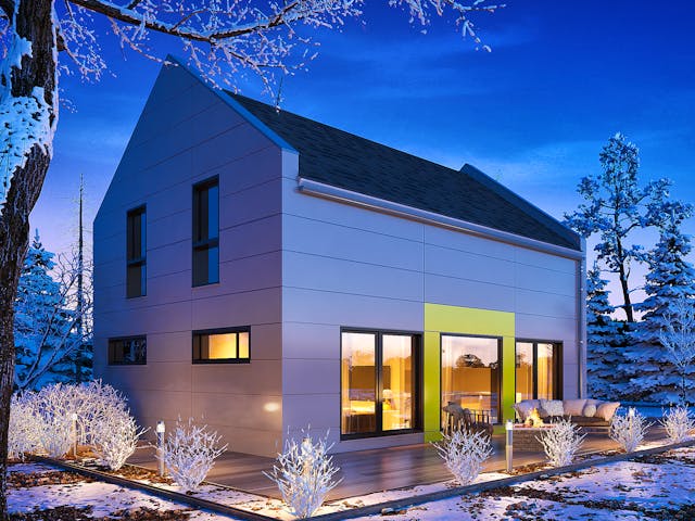Fertighaus Jedermann Design von Büdenbender Hausbau, Satteldach-Klassiker Außenansicht 1