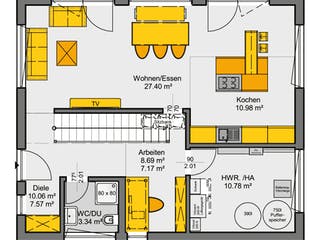 Fertighaus Jedermann Klassik von Büdenbender Hausbau, Satteldach-Klassiker Grundriss 1