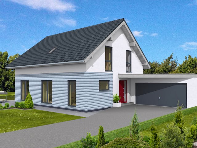 Fertighaus Junge Familie 160 von Suckfüll Energiesparhaus Schlüsselfertig ab 472613€, Satteldach-Klassiker Außenansicht 1 Fertighaus Junge Familie 160 von Suckfüll Energiesparhaus Schlüsselfertig ab 472613€, Satteldach-Klassiker Außenansicht 1