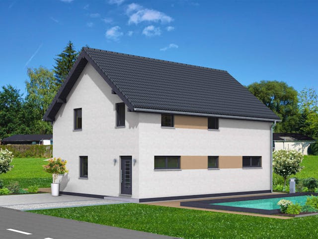 Fertighaus Junto 167 von Fingerhut Haus Schlüsselfertig ab 523164€, Satteldach-Klassiker Außenansicht 1