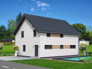 Fertighaus Junto 167 von Fingerhut Haus Schlüsselfertig ab 523164€, Satteldach-Klassiker Außenansicht 1