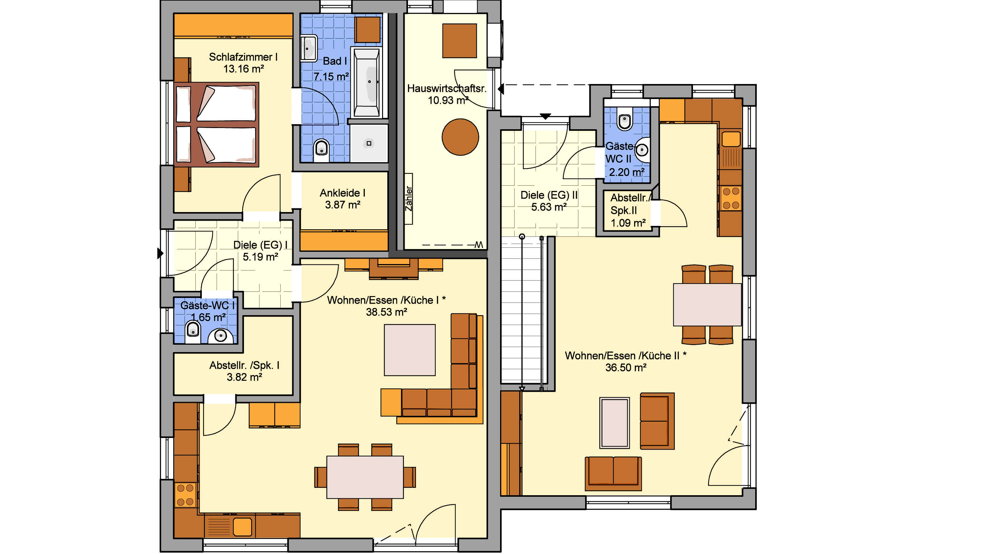 Fertighaus Junto 168 von FINGERHUT-HAUS Schlüsselfertig ab 602446€, Pultdachhaus Grundriss 1