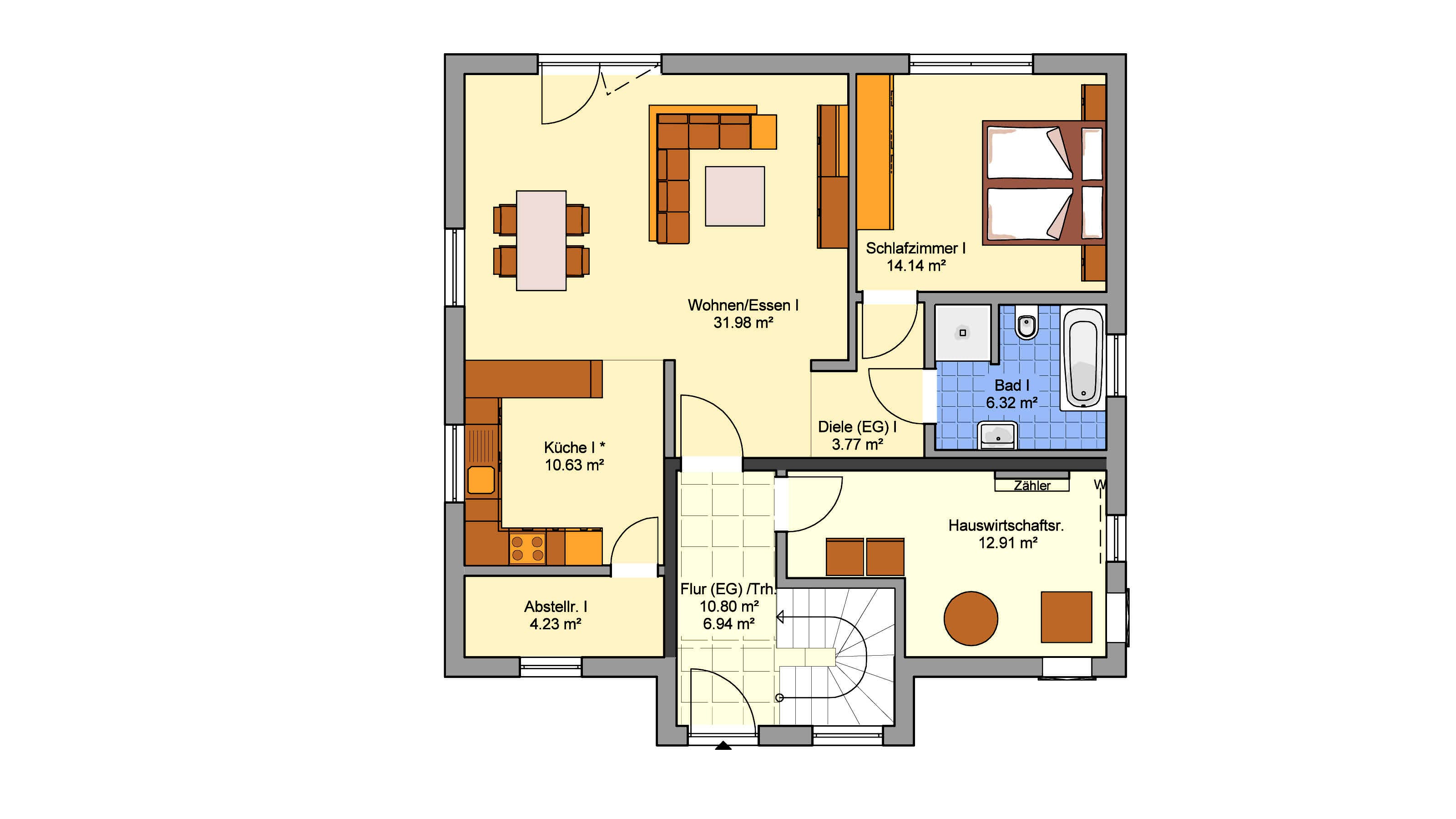 Fertighaus Junto 184 von FINGERHUT-HAUS Schlüsselfertig ab 554373€, Satteldach-Klassiker Grundriss 1
