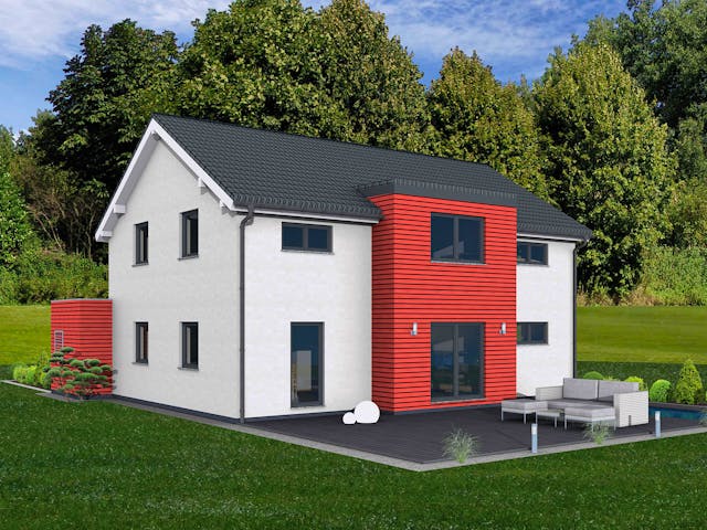 Fertighaus Junto 193 von Fingerhut Haus Schlüsselfertig ab 612957€, Satteldach-Klassiker Außenansicht 1