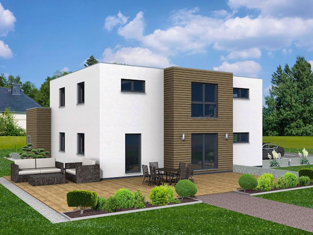 Fertighaus Junto 209 von Fingerhut Haus Schlüsselfertig ab 635142€, Cubushaus Außenansicht 1