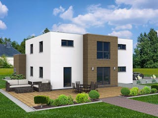 Fertighaus Junto 209 von Fingerhut Haus Schlüsselfertig ab 635142€, Cubushaus Außenansicht 1