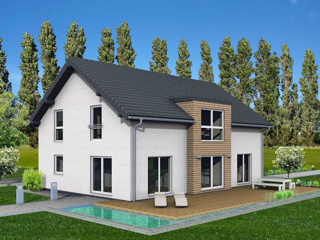 Fertighaus Junto 211 von Fingerhut Haus Schlüsselfertig ab 618521€, Satteldach-Klassiker Außenansicht 1 Fertighaus Junto 211 von Fingerhut Haus Schlüsselfertig ab 618521€, Satteldach-Klassiker Außenansicht 1