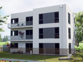 Fertighaus Mehrfamilienhaus KUBOS 3.277 Außenansicht 1