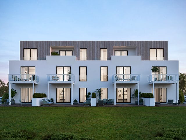 Fertighaus Mehrfamilienhaus More 10.1 von KAMPA - Mehrfamilienhäuser Schlüsselfertig ab 2659819€, Cubushaus Außenansicht 1 Fertighaus Mehrfamilienhaus More 10.1 von KAMPA - Mehrfamilienhäuser Schlüsselfertig ab 2659819€, Cubushaus Außenansicht 1