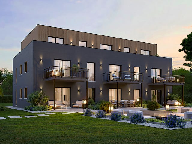 Fertighaus Mehrfamilienhaus More 7.1 von KAMPA - Mehrfamilienhäuser Schlüsselfertig ab 2060242€, Cubushaus Außenansicht 1
