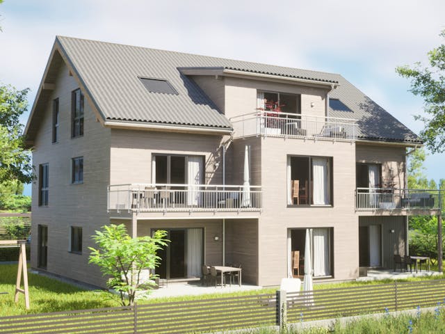 Fertighaus Mehrfamilienhaus TRITOS 5.439 von KAMPA - Mehrfamilienhäuser Schlüsselfertig ab 1865925€, Außenansicht 1