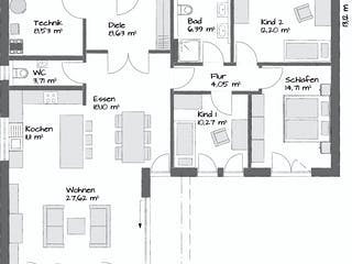 Fertighaus CLARON 1.1250 von KAMPA Schlüsselfertig ab 524822€, Bungalow Grundriss 1
