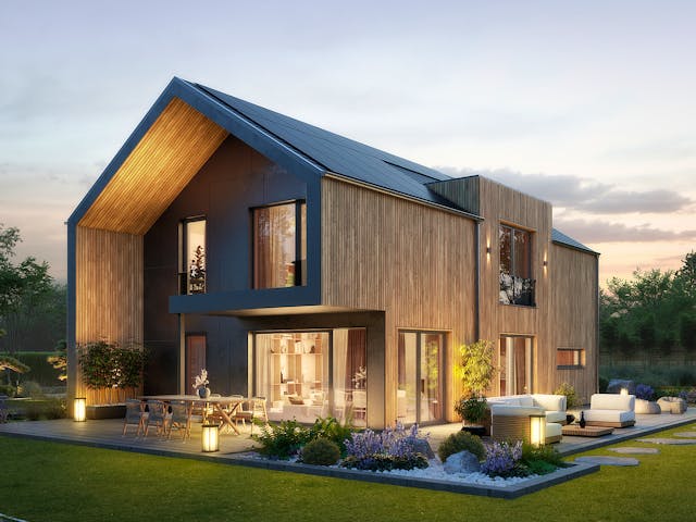 Fertighaus Concept 5 von KAMPA Schlüsselfertig ab 598464€, Satteldach-Klassiker Außenansicht 1