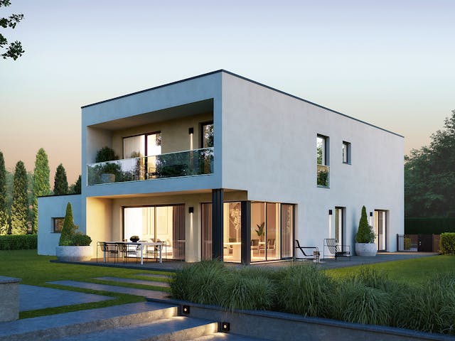 Fertighaus Concept 7 von KAMPA Schlüsselfertig ab 707900€, Cubushaus Außenansicht 1