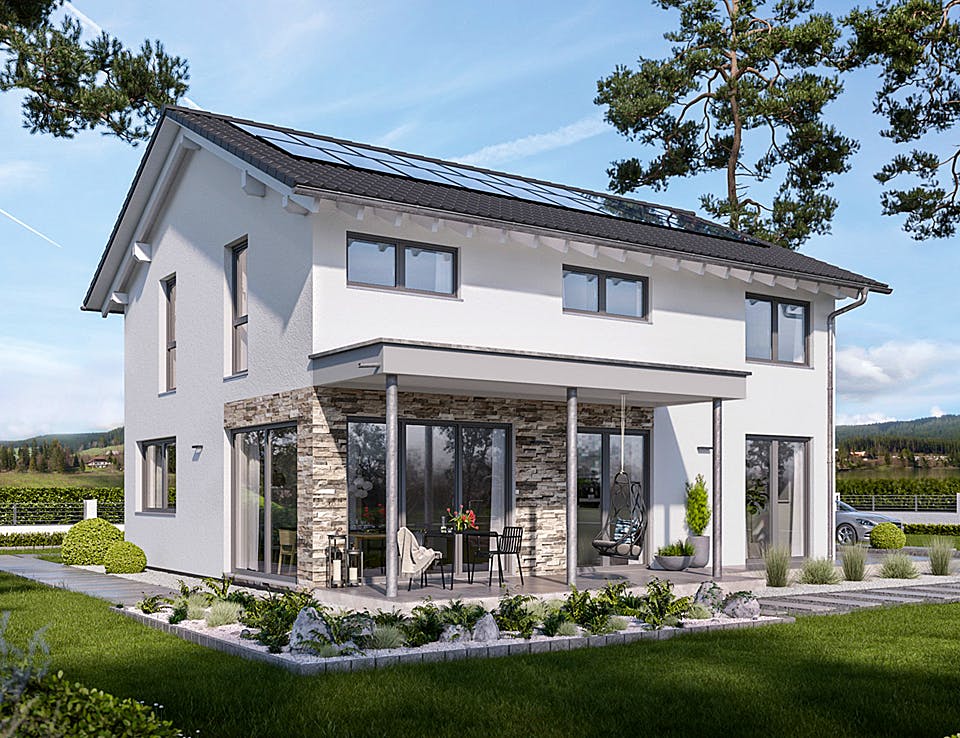 Fertighaus Edition Haus No. 2 von KAMPA Schlüsselfertig ab 481780€, Satteldach-Klassiker Außenansicht 1