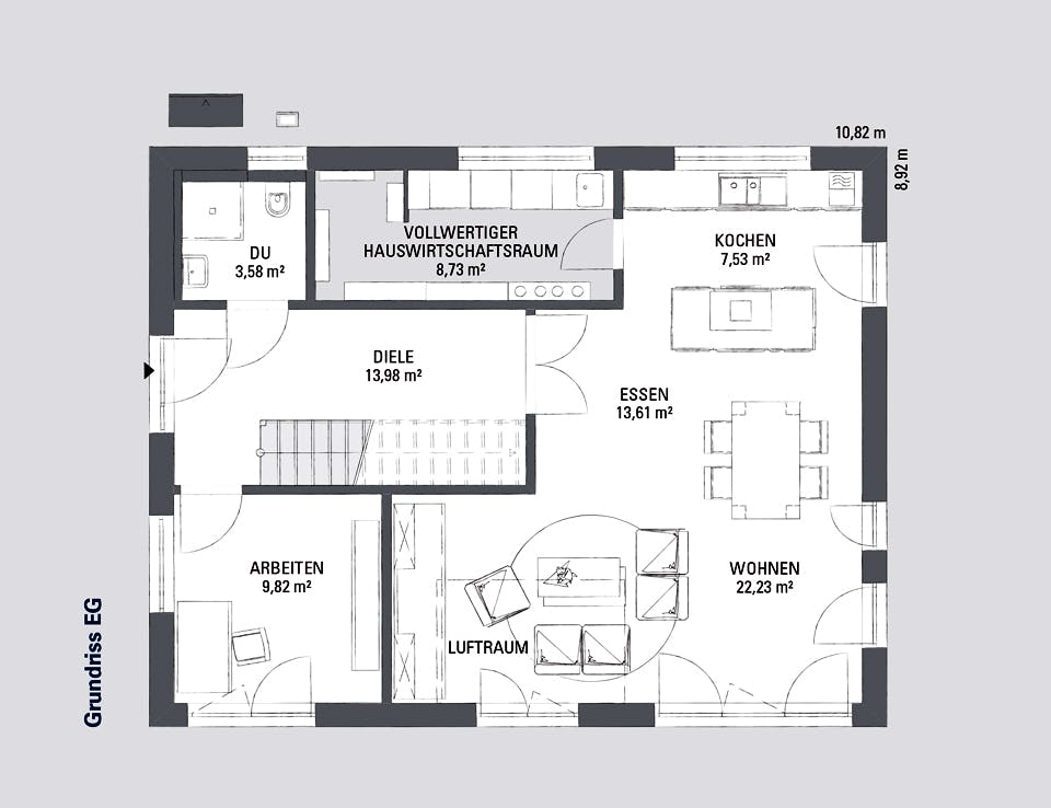 Fertighaus Edition Haus No. 2 von KAMPA Schlüsselfertig ab 481780€, Satteldach-Klassiker Grundriss 1