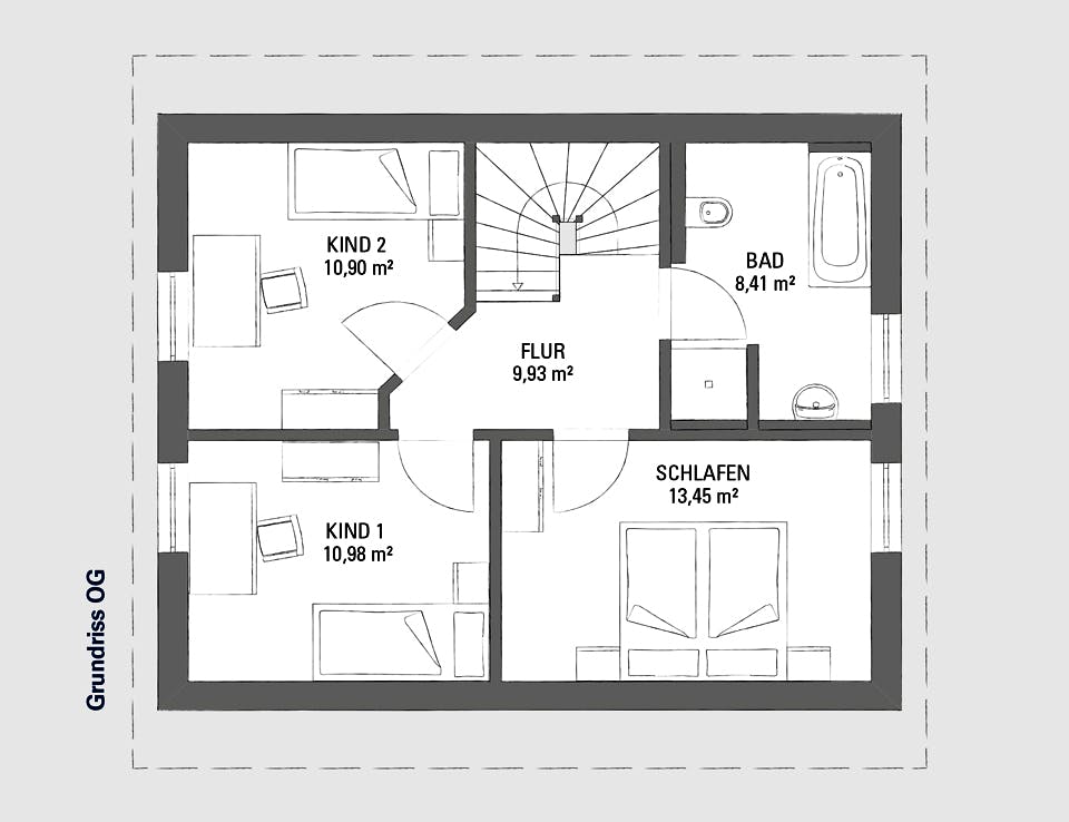 Fertighaus Edition Haus No. 3 von KAMPA Schlüsselfertig ab 373289€, Satteldach-Klassiker Grundriss 2