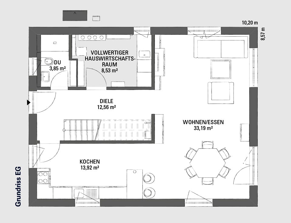 Fertighaus Edition Haus No. 4 von KAMPA Schlüsselfertig ab 476287€, Cubushaus Grundriss 1