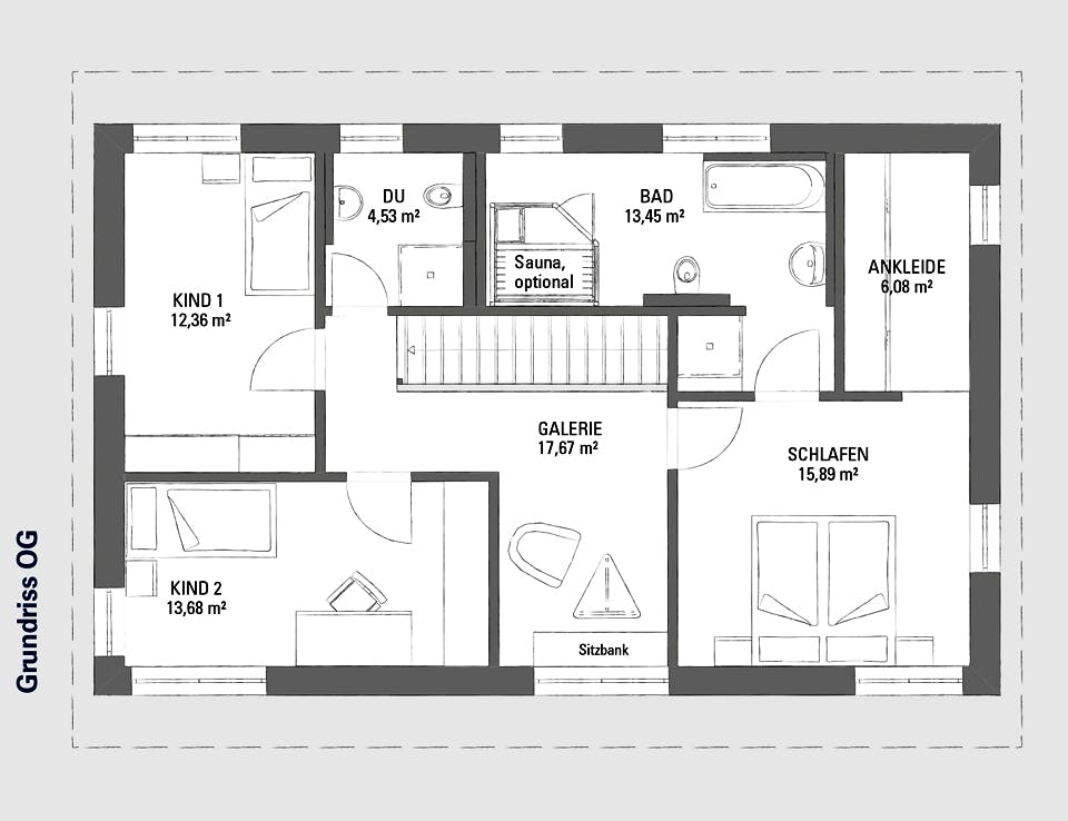 Fertighaus Edition Haus No. 5 von KAMPA Schlüsselfertig ab 486688€, Satteldach-Klassiker Grundriss 2