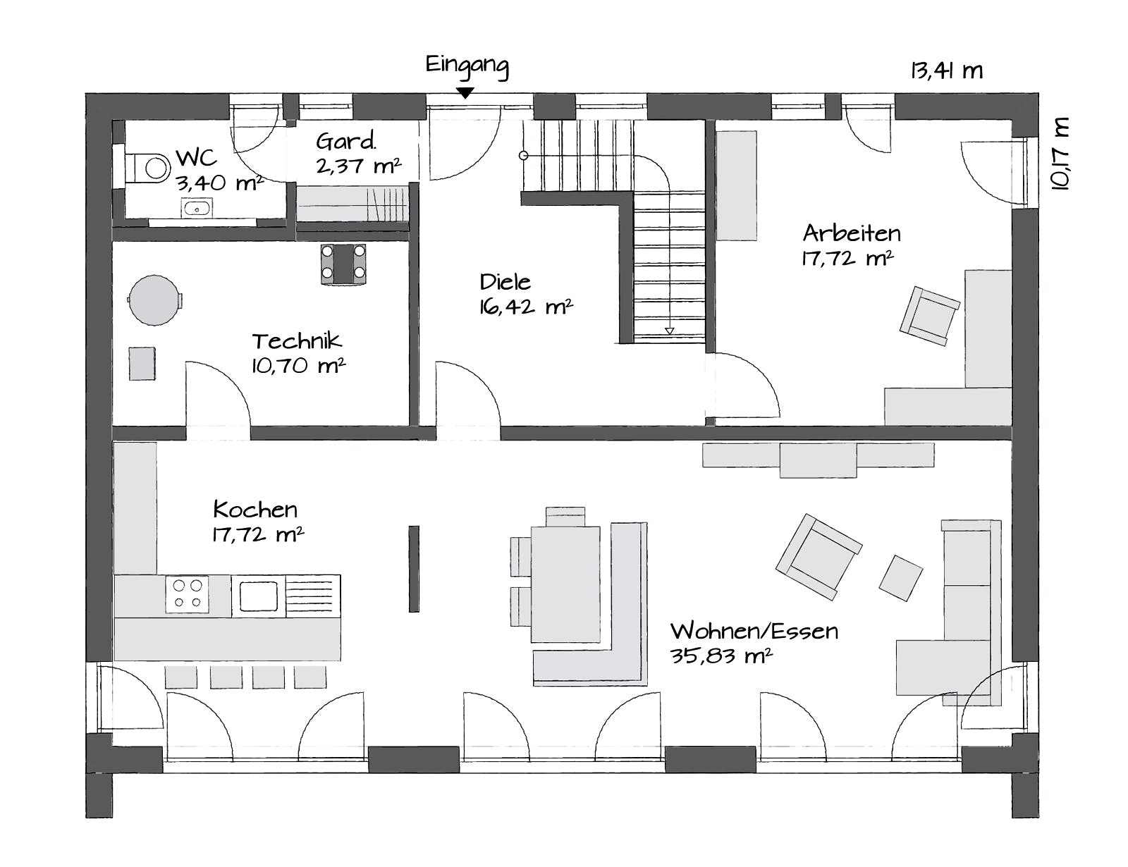Fertighaus KUBOS 1.2000 von KAMPA Schlüsselfertig ab 1193913€, Cubushaus Grundriss 1