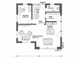 Fertighaus MAGOS 2.1570 von KAMPA Schlüsselfertig ab 666831€, Satteldach-Klassiker Grundriss 1
