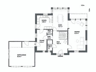 Fertighaus TRITOS 1.1927 von KAMPA, Fachwerk Grundriss 1