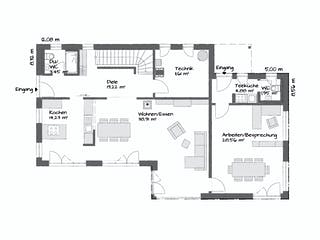 Fertighaus SETROS 3.2140 von KAMPA Schlüsselfertig ab 747880€, Stadtvilla Grundriss 1