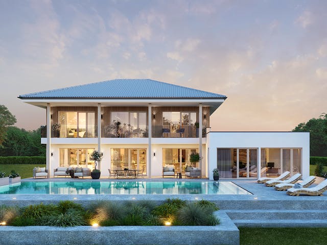 Fertighaus Signature S299 von KAMPA Schlüsselfertig ab 893671€, Stadtvilla Außenansicht 1