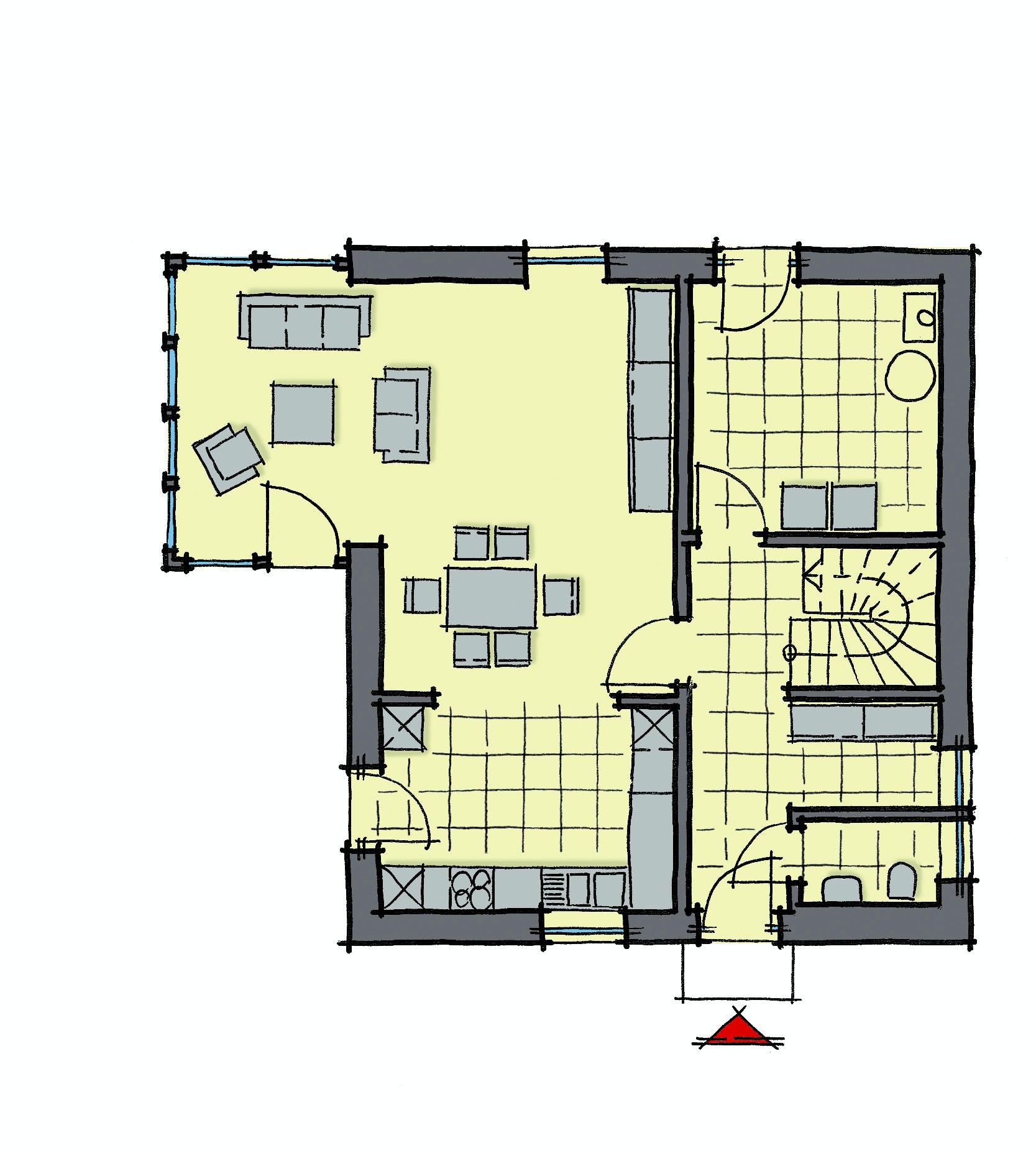 Fertighaus Kastanienallee von GUSSEK HAUS Schlüsselfertig ab 315200€, Satteldach-Klassiker Grundriss 1