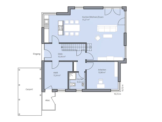 Massivhaus Freiberger von KBS Bau, Stadtvilla Grundriss 1
