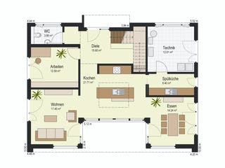 Fertighaus Haus Bad Vilbel von Keitel-Haus Schlüsselfertig ab 544691€, Satteldach-Klassiker Grundriss 1