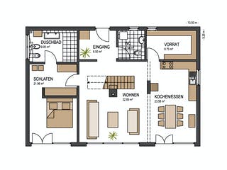 Fertighaus Haus Lengwil von Keitel-Haus Schlüsselfertig ab 394078€, Satteldach-Klassiker Grundriss 1