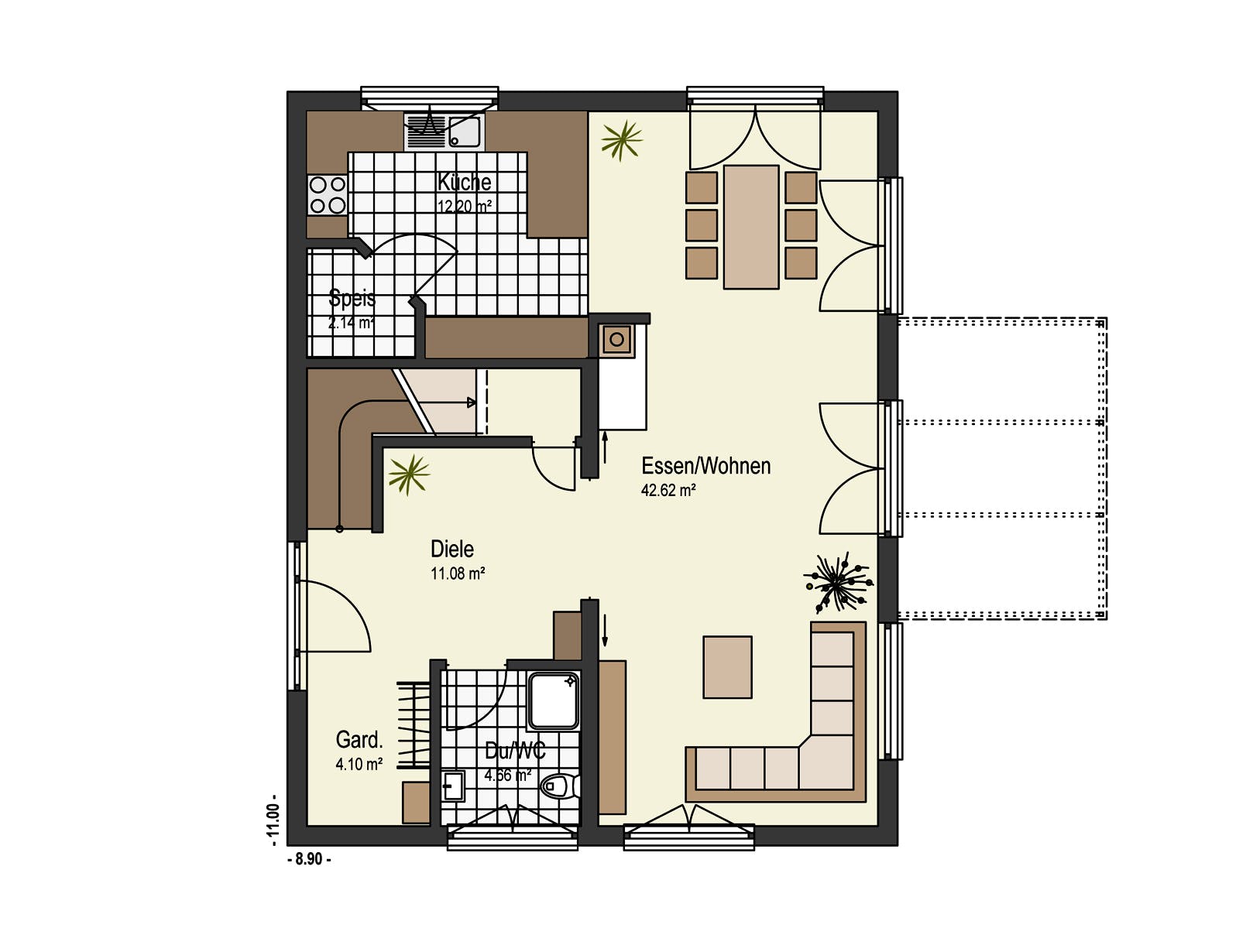 Fertighaus Haus Mühlwiesen von Keitel-Haus Schlüsselfertig ab 308600€, Satteldach-Klassiker Grundriss 1