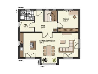 Fertighaus Haus Schwalbenweg von Keitel-Haus Schlüsselfertig ab 394500€, Satteldach-Klassiker Grundriss 1
