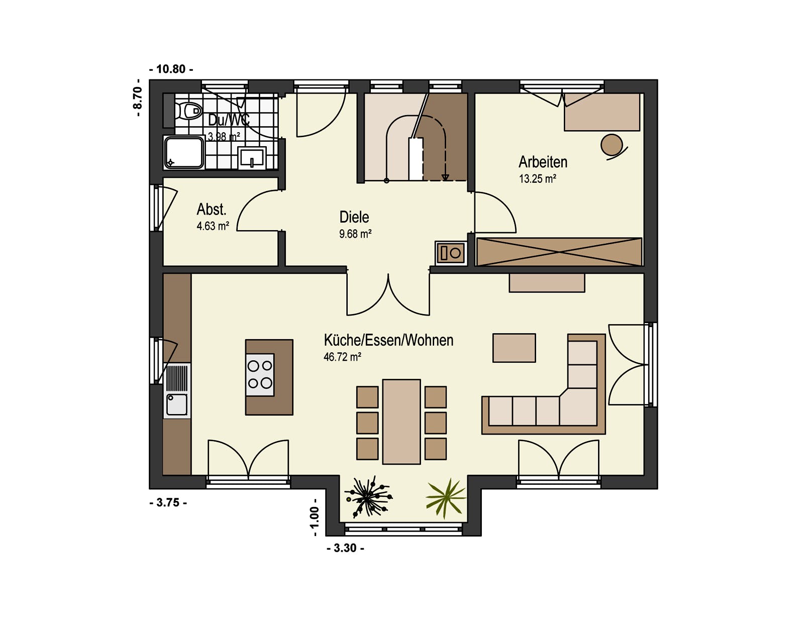 Fertighaus Haus Schwalbenweg von Keitel-Haus Schlüsselfertig ab 314850€, Satteldach-Klassiker Grundriss 1